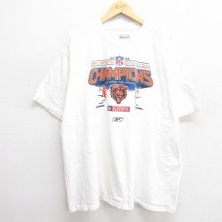 XL★古着 リーボック REEBOK 半袖 ビンテージ Tシャツ メンズ 00年代 00s　NFL シカゴベアーズ 大きいサイズ コットン クルーネック 白 ホワイト アメフト スーパーボウル 25may29 中古