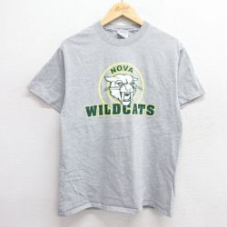 【50%OFF】M★古着 半袖 ビンテージ Tシャツ メンズ 00年代 00s ワイルドキャッツ クルーネック グレー 霜降り 25may29 中古