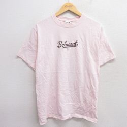 【50%OFF】M★古着 半袖 ビンテージ Tシャツ メンズ 00年代 00s ベルモント コットン クルーネック 薄ピンク 25may29 中古