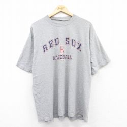 XL★古着 半袖 ビンテージ Tシャツ メンズ 00年代 00s MLB ボストンレッドソックス コットン クルーネック グレー 霜降り メジャーリーグ ベースボール 野球 25may29 中古