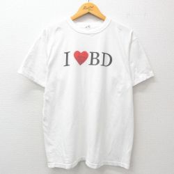 L★古着 半袖 ビンテージ Tシャツ メンズ 00年代 00s ハート コットン クルーネック 白 ホワイト 25may29 中古