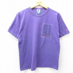 【50%OFF】L★古着 チャンピオン champion 半袖 ビンテージ Tシャツ メンズ 90年代 90s 仮面 コットン クルーネック 紫 パープル 25may29 中古