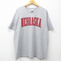 【50%OFF】XL★古着 半袖 ビンテージ Tシャツ メンズ 00年代 00s ネブラスカ 大きいサイズ クルーネック グレー 霜降り 25may29 中古