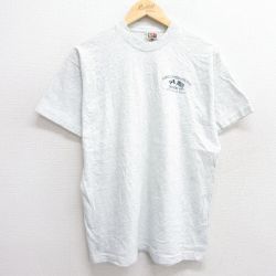 L★古着 フルーツオブザルーム 半袖 ビンテージ Tシャツ メンズ 90年代 90s 星条旗 クルーネック カナダ製 薄グレー 霜降り 25may29 中古