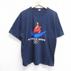 00s 半袖Tシャツ アテネオリンピック ネイビー L | 古着
