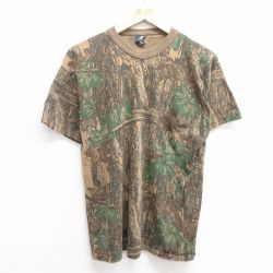 L★古着 半袖 ビンテージ Tシャツ メンズ 80年代 80s クルーネック USA製 茶他 ブラウン 迷彩 25may29 中古