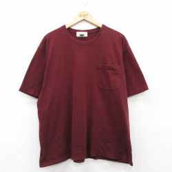 【20%OFF】XL★古着 エディーバウアー 半袖 ビンテージ Tシャツ メンズ 00年代 00s 無地 胸ポケット付き 大きいサイズ コットン クルーネック エンジ 25may30 中古