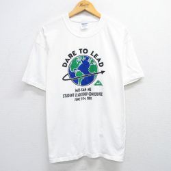 【50%OFF】XL★古着 半袖 ビンテージ Tシャツ メンズ 00年代 00s 地球 大きいサイズ コットン クルーネック 白 ホワイト 25may30 中古