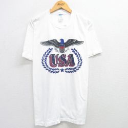 XL★古着 半袖 ビンテージ Tシャツ メンズ 00年代 00s USAロゴ 鳥 大きいサイズ コットン クルーネック 白 ホワイト 25may30 中古
