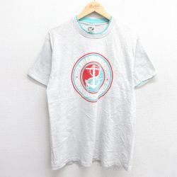 【50%OFF】L★古着 半袖 ビンテージ Tシャツ メンズ 90年代 90s イカリ カリフォルニア コットン クルーネック USA製 グレー 霜降り 25may31 中古