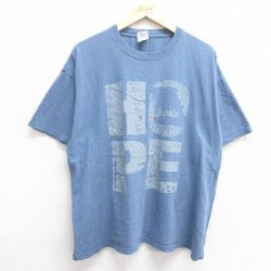 XL★古着 半袖 ビンテージ Tシャツ メンズ 00年代 00s HOPE 大きいサイズ コットン クルーネック 薄紺 ネイビー 25may31 中古