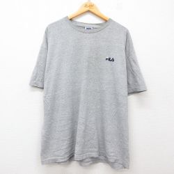 【50%OFF】フィラ 90s 半袖Tシャツ ワンポイントロゴ グレー XL | 古着