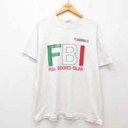 XL★古着 ヘインズ Hanes 半袖 ビンテージ Tシャツ メンズ 00年代 00s FBI イタリア製 クルーネック 白 ホワイト 25may31 中古