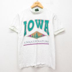 M★古着 半袖 ビンテージ Tシャツ メンズ 90年代 90s アイオワ コットン クルーネック USA製 白他 ホワイト 25may31 中古