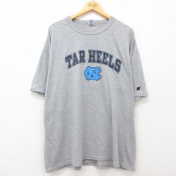 【50%OFF】XL★古着 ラッセル 半袖 ビンテージ Tシャツ メンズ 00年代 00s ノースカロライナターヒールズ 大きいサイズ クルーネック グレー 霜降り 25may31 中古