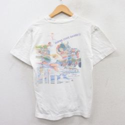 M★古着 フルーツオブザルーム 半袖 ビンテージ Tシャツ メンズ 90年代 90s ボクシング スイミング 陸上 コットン クルーネック USA製 白 ホワイト 25jun02 中古