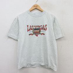 L★古着 半袖 ビンテージ Tシャツ メンズ 90年代 90s ラスベガス ネバダ クルーネック 薄グレー 霜降り 25jun02 中古