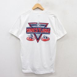 L★古着 フルーツオブザルーム 半袖 ビンテージ Tシャツ メンズ 90年代 90s レスリング クルーネック 白 ホワイト 25jun02 中古