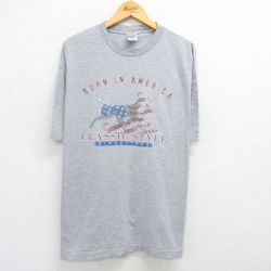 XL★古着 半袖 ビンテージ Tシャツ メンズ 00年代 00s 星条旗 シカ 大きいサイズ クルーネック グレー 霜降り 25jun02 中古
