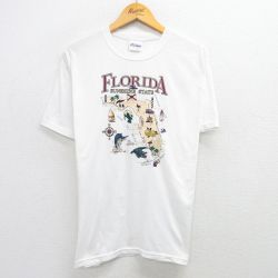 L★古着 ヘインズ Hanes 半袖 ビンテージ Tシャツ メンズ 00年代 00s フロリダ 地図 クルーネック 白 ホワイト 25jun02 中古
