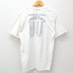 【50%OFF】L★古着 半袖 ビンテージ Tシャツ メンズ 90年代 90s ダンス コットン クルーネック 白 ホワイト 25jun02 中古