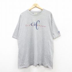XL★古着 半袖 ビンテージ Tシャツ メンズ 90年代 90s グランドキャニオン 大きいサイズ クルーネック USA製 グレー 霜降り 25jun02 中古