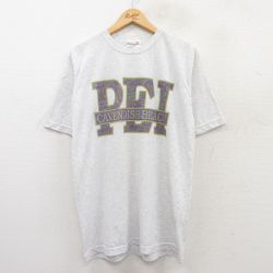 【50%OFF】L★古着 半袖 ビンテージ Tシャツ メンズ 90年代 90s PEI キャベンディッシュビーチ クルーネック 薄グレー 霜降り 25jun02 中古