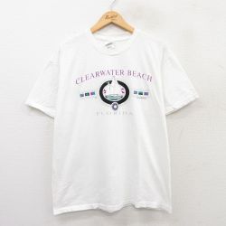 L★古着 ヘインズ Hanes 半袖 ビンテージ Tシャツ メンズ 00年代 00s ヨット クリアウォータービーチ フロリダ コットン クルーネック 白 ホワイト 25jun02 中古