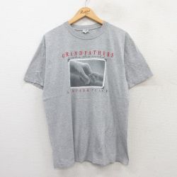 L★古着 半袖 ビンテージ Tシャツ メンズ 00年代 00s 指 グランドファザー クルーネック グレー 霜降り 25jun02 中古