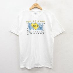 L★古着 半袖 ビンテージ Tシャツ メンズ 00年代 00s マラソン 企業広告 コットン クルーネック 白 ホワイト 25jun02 中古