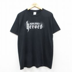 L★古着 ジャージーズ 半袖 ビンテージ Tシャツ メンズ 00年代 00s ヒーローズ クルーネック 黒 ブラック 25jun02 中古