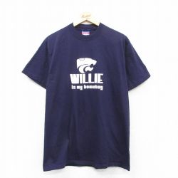 L★古着 チャンピオン champion 半袖 ビンテージ Tシャツ メンズ 00年代 00s WILLIE コットン クルーネック 紺 ネイビー 25jun02 中古