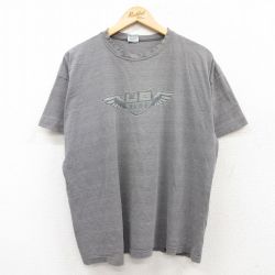 XL★古着 ユニオンベイ 半袖 ビンテージ Tシャツ メンズ 90年代 90s ビッグロゴ 羽 大きいサイズ コットン クルーネック USA製 グレー 霜降り 25jun02 中古