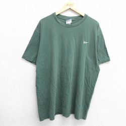 XL★古着 リーボック REEBOK 半袖 ビンテージ Tシャツ メンズ 00年代 00s ワンポイントロゴ 大きいサイズ コットン クルーネック 緑 グリーン 25jun03 中古
