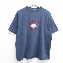 90s 半袖Tシャツ アラスカブッシュパイロット刺繍 ネイビー XL | 古着