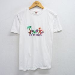 【50%OFF】L★古着 フルーツオブザルーム 半袖 ビンテージ Tシャツ メンズ 90年代 90s ジャマイカ 刺繍 コットン クルーネック 白 ホワイト 25jun03 中古