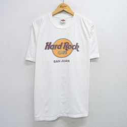 XL★古着 半袖 ビンテージ Tシャツ メンズ 90年代 90s ハードロックカフェ サンファン 大きいサイズ コットン クルーネック 白 ホワイト 25jun03 中古