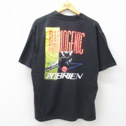 【50%OFF】XL★古着 半袖 ビンテージ Tシャツ メンズ 90年代 90s RADIOGENIC OBRIEN 大きいサイズ コットン クルーネック USA製 黒 ブラック 【spe】 25jun03 中古