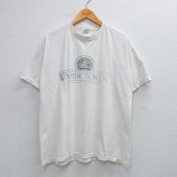【50%OFF】L★古着 半袖 ビンテージ Tシャツ メンズ 00年代 00s ワシントンDC コットン クルーネック 白 ホワイト 25jun03 中古