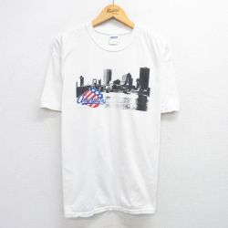 【50%OFF】XL★古着 半袖 ビンテージ Tシャツ メンズ 00年代 00s 企業広告 橋 大きいサイズ コットン クルーネック 白 ホワイト 25jun04 中古