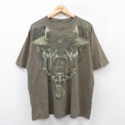 XL★古着 半袖 ビンテージ Tシャツ メンズ 00年代 00s 犬 大きいサイズ クルーネック 濃緑 グリーン 25jun04 中古