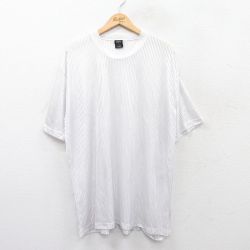 XL★古着 半袖 ビンテージ Tシャツ メンズ 90年代 90s 大きいサイズ クルーネック 白 ホワイト ストライプ 25jun04 中古