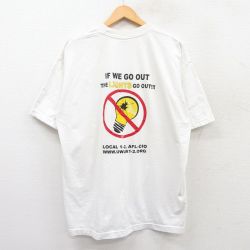 【50%OFF】XL★古着 半袖 ビンテージ Tシャツ メンズ 90年代 90s 電球 大きいサイズ コットン クルーネック USA製 白 ホワイト 25jun04 中古