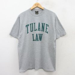 L★古着 半袖 ビンテージ Tシャツ メンズ 00年代 00s テュレーン クルーネック グレー 霜降り 25jun04 中古