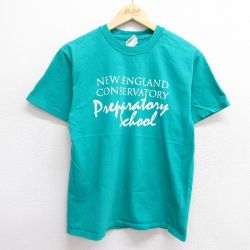 M★古着 ヘインズ Hanes 半袖 ビンテージ Tシャツ メンズ 90年代 90s ニューイングランド コットン クルーネック USA製 青緑 25jun06 中古