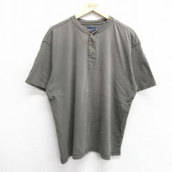 【50%OFF】XL★古着 ピューリタン 半袖 ビンテージ Tシャツ メンズ 00年代 00s 無地 オオカミ コットン ヘンリーネック 濃緑 グリーン 25jun07 中古