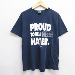 【50%OFF】L★古着 半袖 ビンテージ Tシャツ メンズ 00年代 00s PROUD コットン クルーネック 紺 ネイビー 25jun07 中古