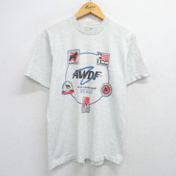 M★古着 フルーツオブザルーム 半袖 ビンテージ Tシャツ メンズ 90年代 90s AWDF クルーネック USA製 薄グレー 霜降り 25jun07 中古