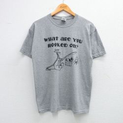 M★古着 半袖 ビンテージ Tシャツ メンズ 00年代 00s ドラゴン クルーネック グレー 霜降り 25jun07 中古
