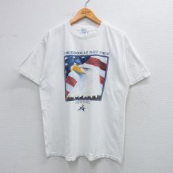 【50%OFF】L★古着 半袖 ビンテージ Tシャツ メンズ 00年代 00s 鳥 コットン クルーネック 白 ホワイト 25jun07 中古